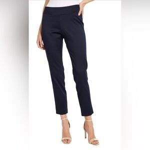 KRAZY LARRY pull on pant in navy blue Textured Ankle Pant Size 0